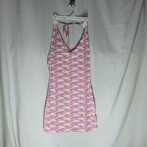Streetwear Society Mid Length Knit Multicoloured Halter Style Dress Size M